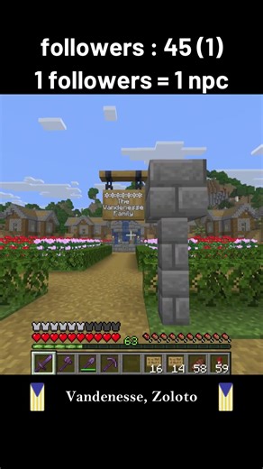 1 followers = 1 npc (45 followers) (1) #minecraft #minecraftbuilding #gaming #meadowbrook #flowtown