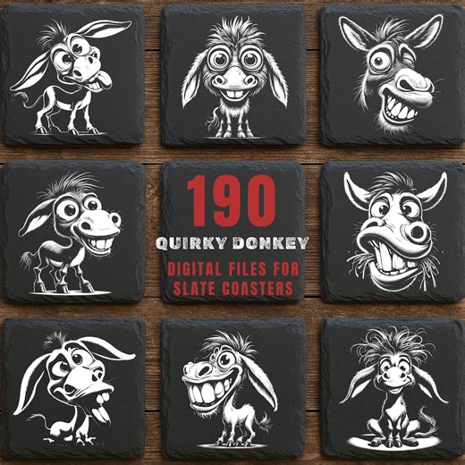190 Quirky Donkey Slate Engraving Design: Funny Farm Animal Digital Download | Commercial Use - Etsy