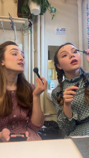 When youre the only 2 people not in the party scene 😭😭 21 🤪#theatrekid #theatrekidcheck #paradeonbroadway #prettymusic #factorygirls #fyp #openingnight #backstage@emilyrdemartino17 @paradebway