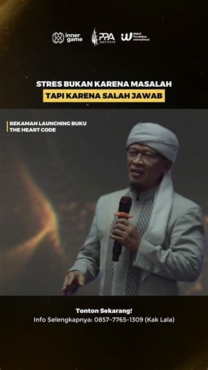Sedikit cuplikan dari event Book Launch The Heart Code kemarin.. Kalo kata Aa Gym, ujian hidup itu tidak berbahaya Yang membuat kita jatuh bukan soalnya, tapi cara kita menjawabnya. Kalau bagian ini terasa “kena”, rekaman lengkap Book Launch The Heart Code sekarang tersedia untuk kamu yang ingin mendengar ulang, lebih pelan, lebih dalam. 🎥 REKAMAN BOOK LAUNCH — THE HEART CODE -5 Rahasia Kunci Sejahtera Lahir & Batin- 👉 Tulis REKAMAN di kolom komentar sekarang! | PPA Institute