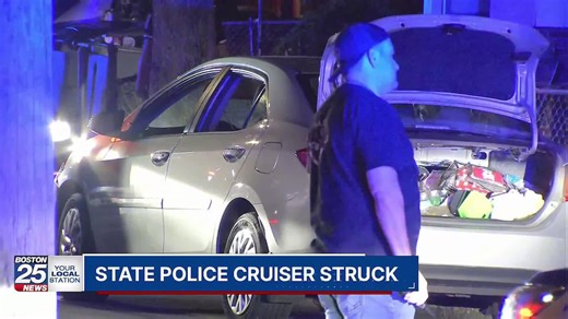 Two juveniles apprehended, search ongoing for driver accused of crashing stolen car into MSP cruiser