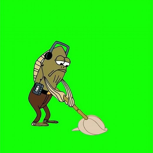 SpongeBob SquarePants meme - Fred the Fish Mopping - Green Screen