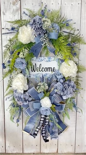 Spring Summer Everyday All Season WELCOME wreath for front door porch entrance wall hanging decor | Wreaths by Silvia