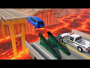 Cars vs Giant Lava Challenge #1 in BeamNG Drive!