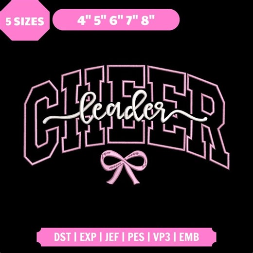 Cheer Leader Machine Embroidery File, Coquette Bow Embroidered File, Sport Season Digital, Instant Download - Etsy