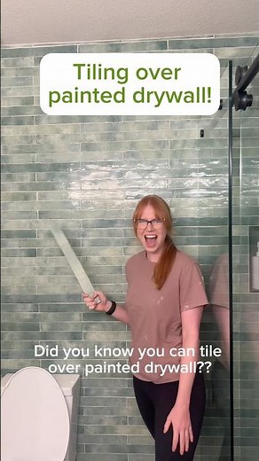 Tiling over drywall! #homeimprovement #diyhomeimprovement #tileinstallation #bathroomrenovation