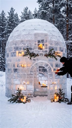 Two-Story Igloo Built From Ice