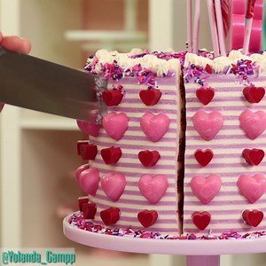Yolanda Gampp | Cake Artist | Psst - there's a secret to this cake... It's filled with SPRINKLES!✨ I cut out a heart shaped chamber for that extra Valentine's Day touch,... | Instagram