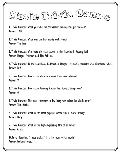 10 best free printable trivia questions and answers – Artofit