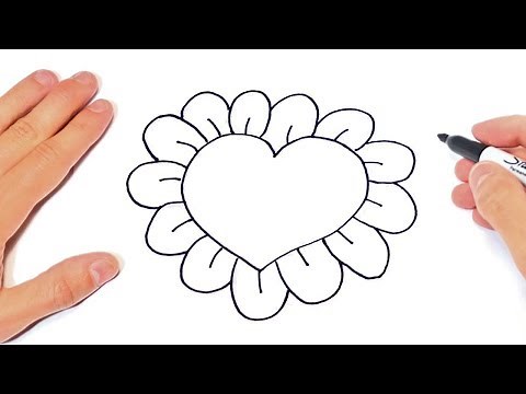 How to draw a Heart with Flowers Step by Step | Love drawings