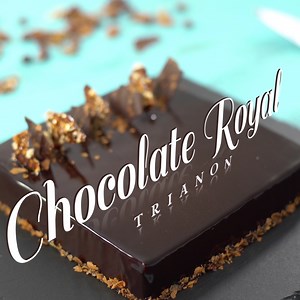 Chocolate Royal - Trianon - a hazelnut and almond dacquoise topped with a crunchy praline, covered in chocolate mousse and a cocoa mirror glaze. Full recipe: https://bit.ly/3C2bM2W #trianoncake #chocolateroyal | Home Cooking Adventure