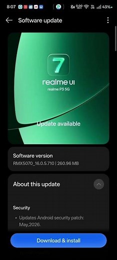 Realme P3 New Update May 16.0.5.710 Roling Out