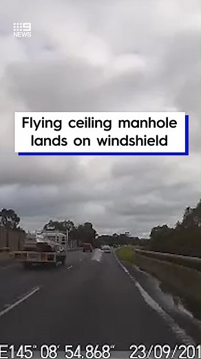 17K views · 66 reactions | CRACKING FOOTAGE: A driver’s windshield has been smashed after a ceiling manhole flew off a truck on the Frankston Freeway. #9News | WATCH LIVE 6pm | 9 News Melbourne | Facebook