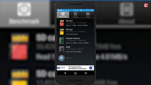 A1 SD Bench: Benchmark-App für Android