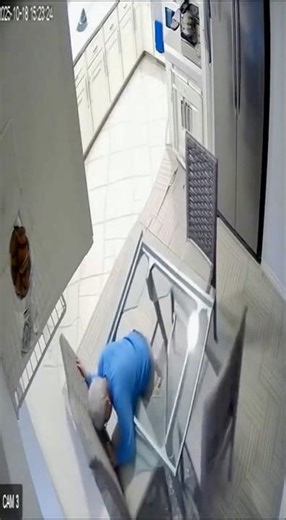 Old Lady Falls through glass table #glasstable #viralvideo #oldladyfalls #AI