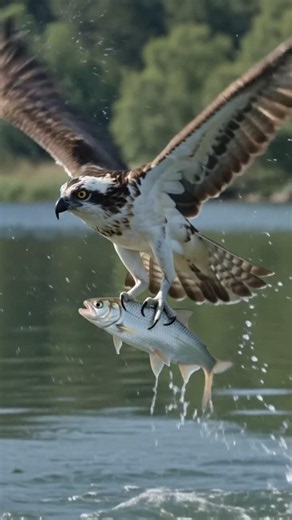 Osprey Dives Into Water at 80 MPH — Catches Fish in Slow Motion 🦅🐟#shorts