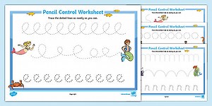 The Little Mermaid Pencil Control Sheets