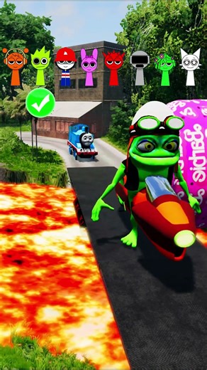 FUNNY CARS | CRAZY FROG & GUMMY BEAR & MARIO & SPONGEBOB & SPRUNKI VS BOLLARD BARBIE IN BEAMNG DRIVE