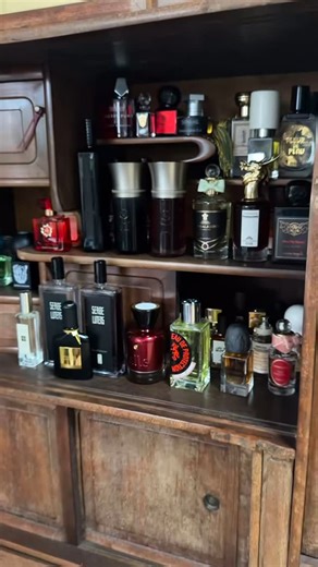 ghoul on Instagram: "lil perfume tour 🕯️🖤✨ • i know a lot of people have been asking for a full tour but i was moving my collection and thought id show some of my favorites for now! • • • #nicheperfume #perfume #toskovat #japanlife #gothperfume #sergelutens #liquidesimaginaires"