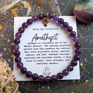 Amethyst Gemstone Bracelet: Master Healer, Protection, Peace (6mm Beads) - Etsy