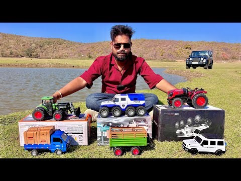 Die Cast Remote Control Tractor Vehicles Unboxing | Mahindra Thar, John Deere 5405, Trolley Truck |