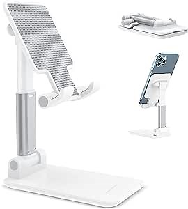 Smart Devil Smartphone mounts, Adjustable Tablet Holder, Foldable Stands for Desk Compact for iPad Holder Stand Compatible with iPad Air Mini Pro, Galaxy Tabs, Switch, More 4.7-13'' Devices, White