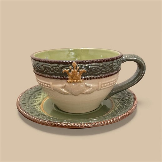 Grasslands Road Irish Claddagh Large Cup Saucer Set - Celtic Symbol Irish Love Friendship - Etsy