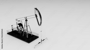 crystal clear oil pump from the glass with copy space, ecology concept for design