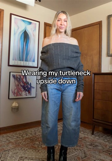 Wearing my turtleneck sweater upside down to give it a new life. #stylehacks #styleinspo #vintage #upsidedown #fashion