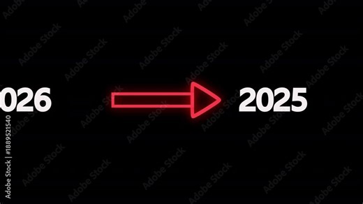 Neon loading bar progress from 2025 to 2026 new year concept animation background. New year 2026 loading bar animation Year changing from 2025 to 2026.4k animation with alpha channel