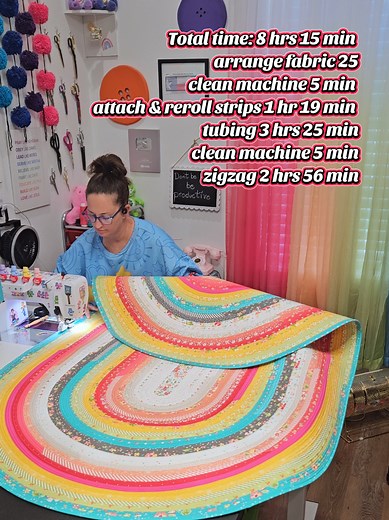 106-Strip Jelly-Roll Rug: 49.5×71” Custom Sewn Rug