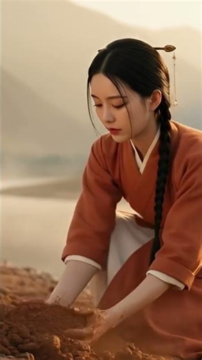 Ancient Girl Collects Her Own Tools From Nature 🪨🌾 #pottery #shorts