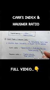 Carr’s Index & Hausner Ratio – Easy Formula & Flow Meaning #techpharma #preformulationstudies