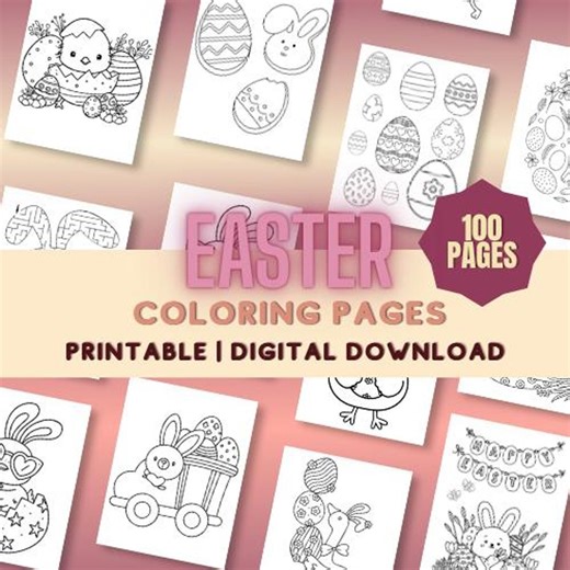 100 Easter Coloring Pages for Kids, Printable Activity Book (digital Download) - Etsy