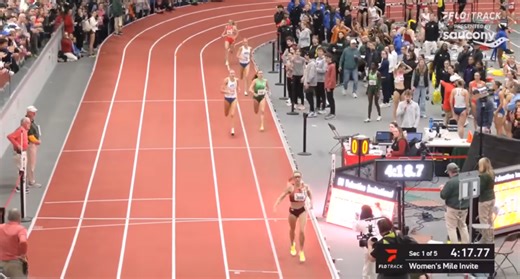 2026 BU Valentine: Elle St. Pierre breaks American record in 1500m (3:59.33), runs 4:17.83 mile as three women crush NCAA record