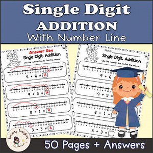 Single Digit Addition Using Number Line Worksheets - Printable Math Practice