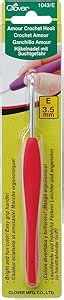 Clover 1043/E Magenta Amour Crochet Hook, Size E, 3.5mm, Red