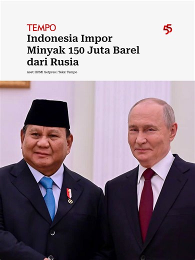 Utusan Khusus Presiden bidang Energi dan Lingkungan Hashim Djojohadikusumo mengatakan Indonesia mendapat 150 juta barel minyak dari Rusia dengan harga khusus. Impor minyak mentah tersebut merupakan hasil kunjungan Presiden Prabowo Subianto ke Rusia beberapa waktu lalu. Simak berita selengkapnya di tempo.co #HashimDjojohadikusumo #Rusia #TUpdate #tempodotco