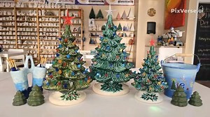 Twinkle, twinkle little tree! We have a few size available to paint! Checkout how AI made them twinkle! #aofplano | Arts on Fire Plano "Paint Your Own Pottery"