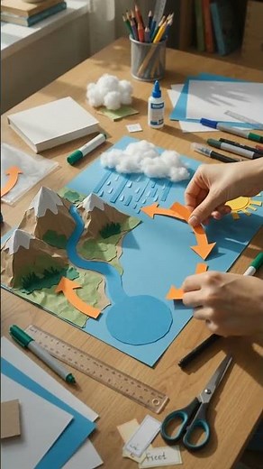 Easy 3D Water Cycle School Project 💧☁️ | DIY Science Model