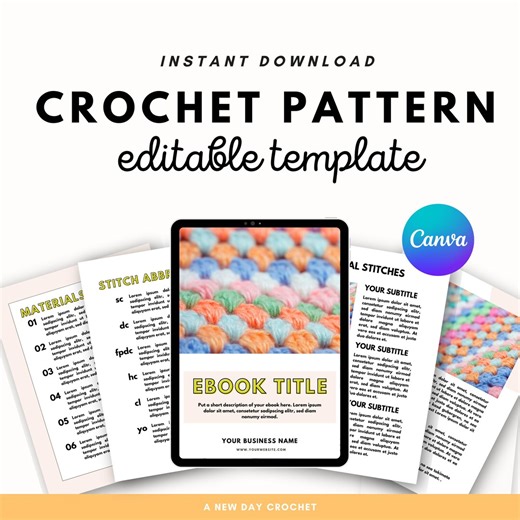 Crochet & Knitting Pattern Template | Editable PDF Pattern Pages | Canva Crochet Pattern Layout | Digital Download - Etsy