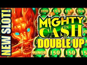 ★NEW SLOT! FIRST SPIN BONUS! 🤩★ MIGHTY CASH DOUBLE UP Slot Machine Bonus (Aristocrat)