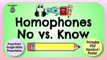 Homophones - No vs. Know - Presentation Slides & Informational Handout