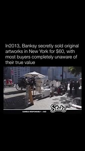 In 2013, Banksy secretly sold original artworks in New York City for $60 each. He did this during his “Better Out Than In” project, where he set up a simple stall in Central Park. Most buyers didn’t know who he was or how valuable the art was. Banksy was making a statement about art’s value and accessibility. | Historyinmemes