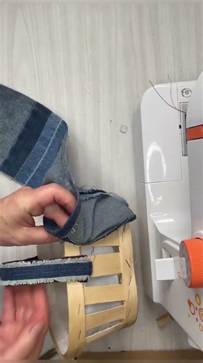 DIY. Basket Decor in Denim Art Style.