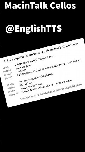 English TTS 1 — MacinTalk Cellos — Tatoeba Corpus Sentences
