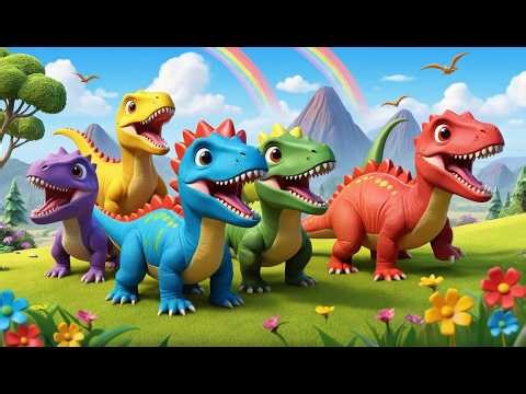 Vier kleine Spielzeugdinosaurier brüllen | Das Dino-Lied zum Zählen & Mitmachen