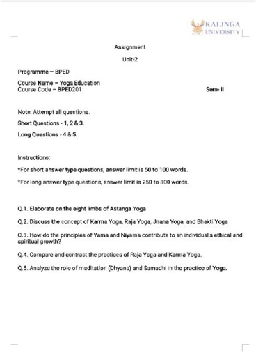 Programme - BPED Course Name - Yoga Education Course Code - BPE... | Filo