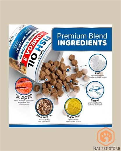 Omega 3 Fish Oil for Dogs 170 Chews Skin and Coat Supplement 170 Chews