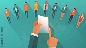 Hand selecting diverse professionals in a lineup for a job position. Recruitment and competition